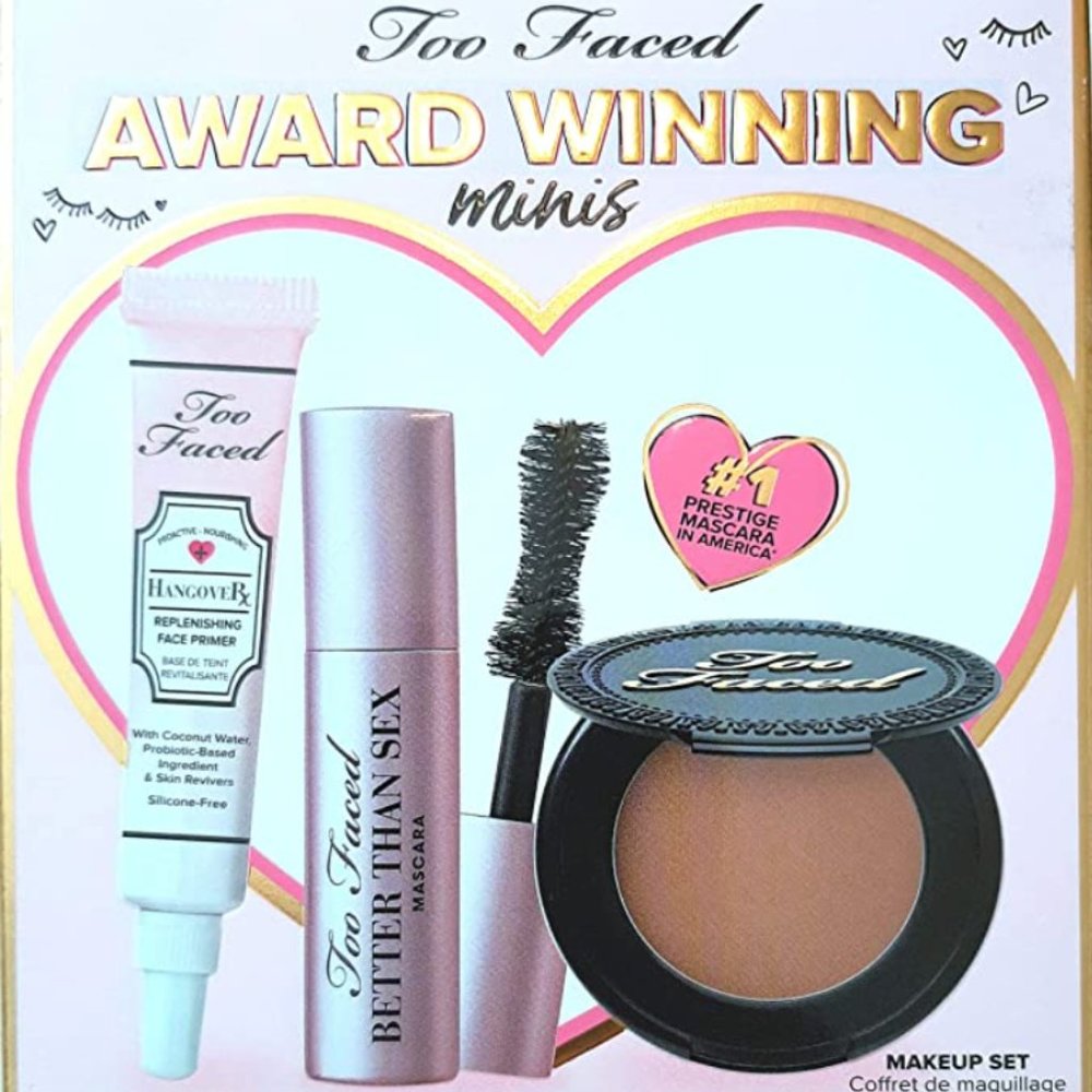 NIB Too Faced Award Winning Minis Makeup Set of 3 Minis Hangover Face Primer Kit